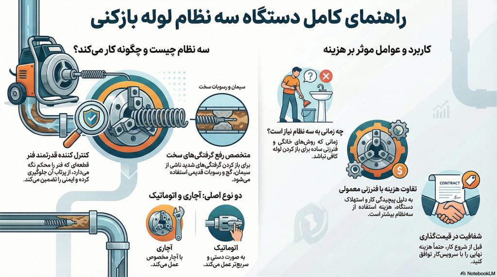 راهنمای دستگاه لوله بازکنی سه نظام