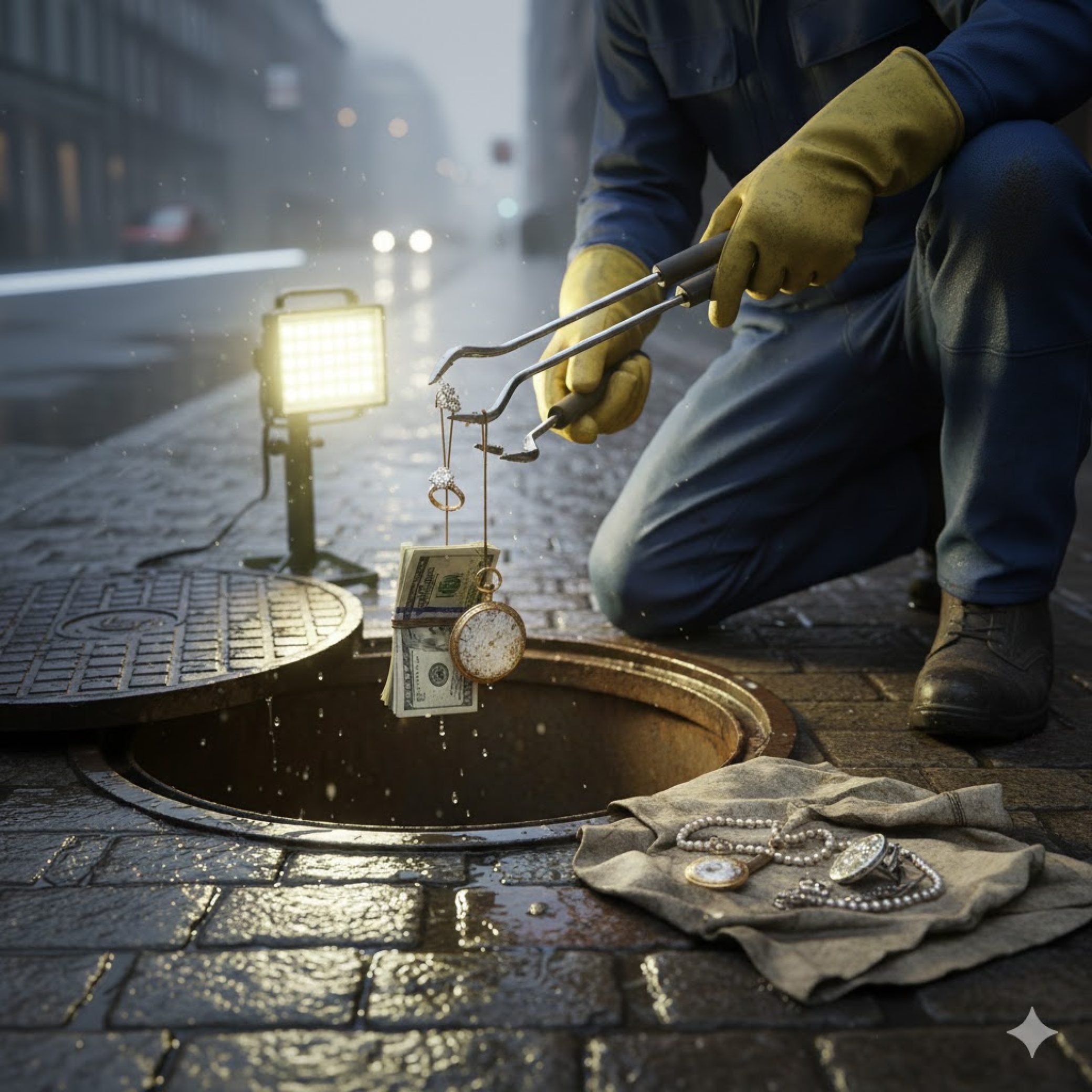 درآوردن ساعت از لوله فاضلاب خارج کردن اشیاء از لوله فاضلاب